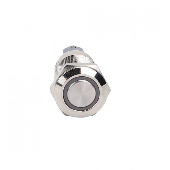 12mm 12-24v Latching Type Round Illuminated Metal Switch - White Ring 12mm 12-24v Latching Type Round Illuminated Metal Switch - White Ring