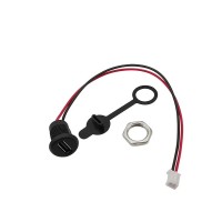 Panel Mount USB C Female Connector with Dust Cap - JST-PH-2.0 Connector Output - Black - 15cm Cable