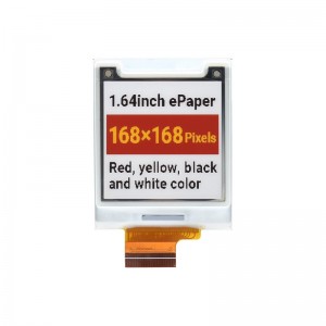 1.64inch square E-Paper (G) raw display, 168 × 168, Red/Yellow/Black/White 1.64inch square E-Paper (G) raw display, 168 × 168, Red/Yellow/Black/White