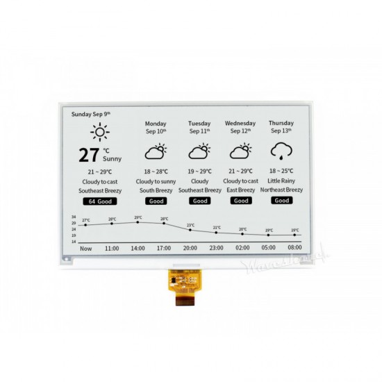 7.5inch E-Ink Raw Display 800×480,, SPI Interface, Without PCB