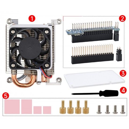 Ultra Thin ICE Tower Cooling Fan For Raspberry Pi 4B with FAN Adapter V2 + 2x20PIN female pinheader + 2x2PIN