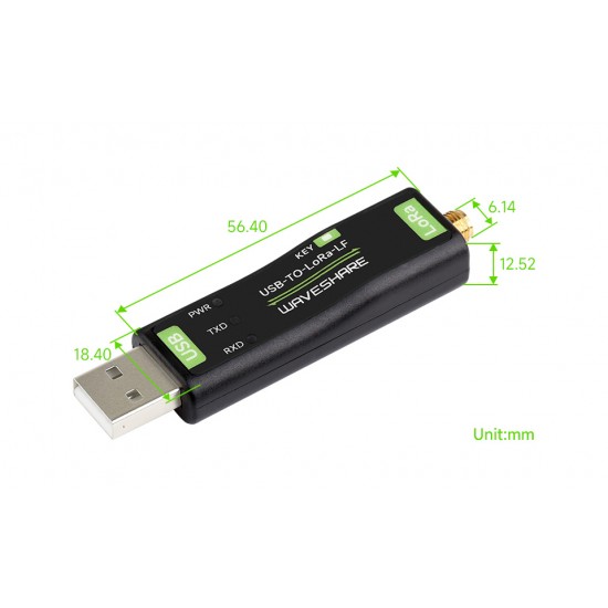 USB to LoRa Data Transfer Module, Based On SX1262, LF 410~510MHz, TCXO 0~85℃
