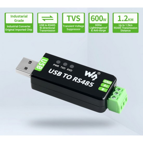 Industrial USB to RS485 Bidirectional Converter - FT232RL -  Waveshare 