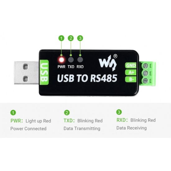 Industrial USB to RS485 Bidirectional Converter - FT232RL -  Waveshare 