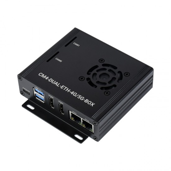 Dual Gigabit Ethernet 5G/4G Mini-Computer Based on Raspberry Pi Compute Module 4 (NOT Included), Metal Case, with Cooling Fan