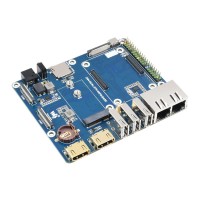 WIFI6 Dual ETH Base Board/Mini-Computer Designed for Raspberry Pi Without Metal Box, Onboard M.2 E KEY Slot