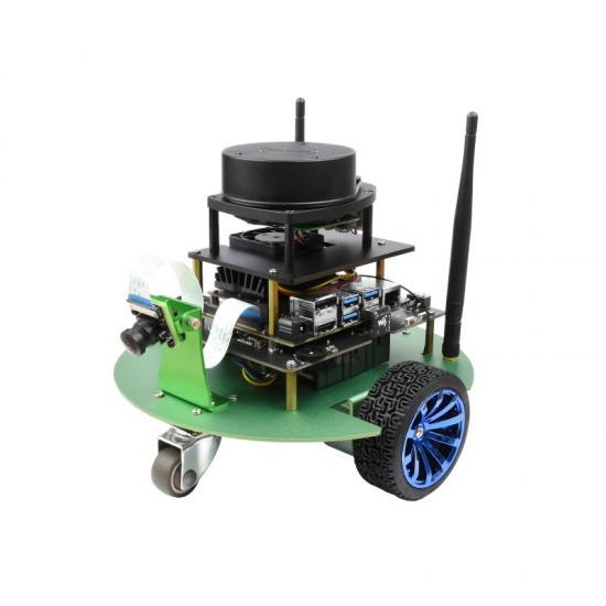 JetBot Professional Version ROS AI Kit Accessories, Dual Controllers AI Robot, Lidar Mapping, Vision Processing