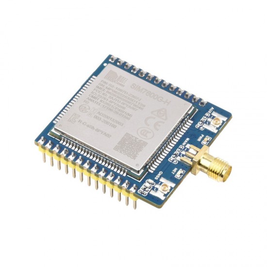 SIM7600G-H 4G Communication Module, Multi-band Support, Compatible with 4G/3G/2G, With GNSS Positioning Pre-Soldered Header SMA Antenna