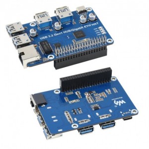 USB 3.2 Gen1 And Gigabit Ethernet HUB HAT for Raspberry Pi, 3x USB, 1x Gigabit ETH, Driver-Free USB 3.2 Gen1 And Gigabit Ethernet HUB HAT for Raspberry Pi, 3x USB, 1x Gigabit ETH, Driver-Free