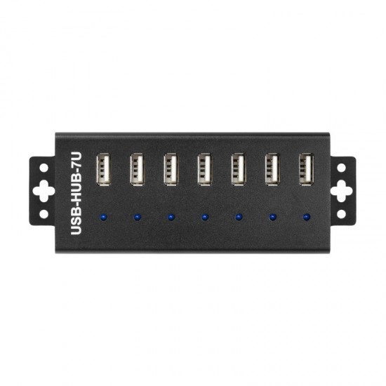 Industrial Grade USB HUB, Extending 7x USB 2.0 Ports, Without Power Supply
