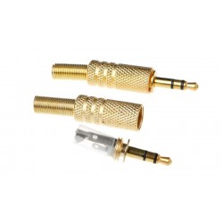 3.5mm Stereo Audio Plug - Gold Plated - Spring End 3.5mm Stereo Audio Plug - Gold Plated - Spring End