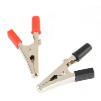 Crocodile Clip - Red Black Pair - Alligator Clips - 52mm Length