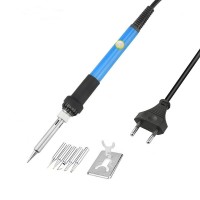 60W Soldering Iron - Adjustable Temperature - Ceramic Element - 5 Iron Tips - Soldering Stand