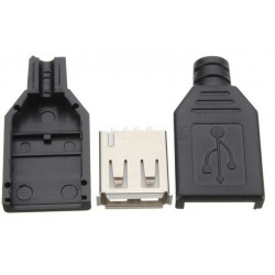 USB A type - 4 Pin Female Connector with Plastic Enclosure USB A type - 4 Pin Female Connector with Plastic Enclosure