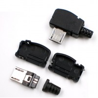 Micro USB 5 pin Male Connector with Right Angle Enclosure