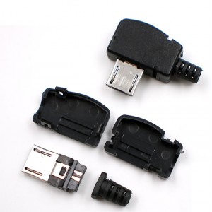 Micro USB 5 pin Male Connector with Right Angle Enclosure