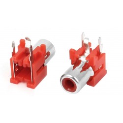 RCA-103P - Single Channel AV RCA Female Connector - PCB Mount - 3 Pin - RED Color