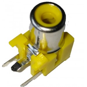 RCA-103P - Single Channel AV RCA Female Connector - PCB Mount - 3 Pin - YELLOW Color RCA-103P - Single Channel AV RCA Female Connector - PCB Mount - 3 Pin - YELLOW Color