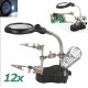 TE-801 Helping Hand Tool  - 3.5x 12x LED Illuminated Magnifier - Soldering Iron Stand - Flexible Neck