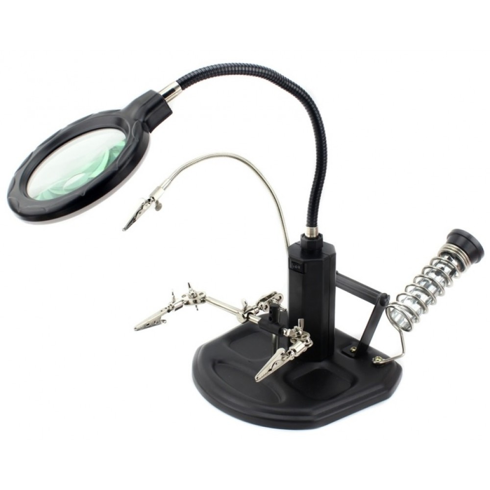 Helping Hand Tool Station - 16 LED Illuminated Magnifier with 2.5x 4x ...