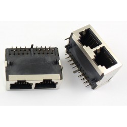 RJ45 - Dual 8P8C Modular Socket - Dual Ethernet LAN Connector RJ45 - Dual 8P8C Modular Socket - Dual Ethernet LAN Connector