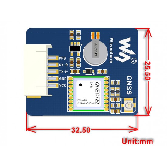 Quectel L76X Multi-GNSS Module, GPS, BDS, QZSS - Waveshare