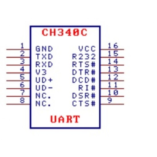 CH340C USB2.0 to Serial Converter SOP16 150mil  
