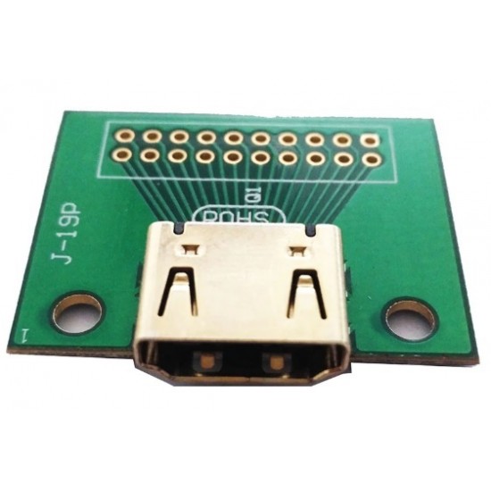 HDMI Female Connector Breakout Board - 2.54mm Pitch Breakout Header