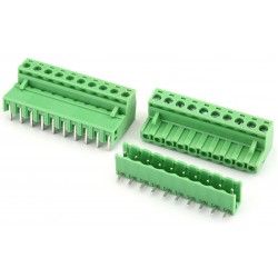 10P Pluggable Screw Terminal Block Connector - Right Angle - 5.08mm Pitch - 2EDG5.08 - Set of M+F