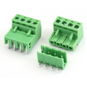 4Pin Pluggable Screw Terminal Block Connector - Right Angle - 5.08mm Pitch - 2EDG5.08 - Set of M+F 4Pin Pluggable Screw Terminal Block Connector - Right Angle - 5.08mm Pitch - 2EDG5.08 - Set of M+F