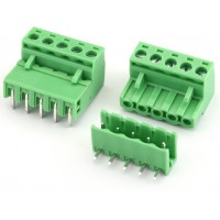 5Pin Pluggable Screw Terminal Block Connector - Right Angle - 5.08mm Pitch - 2EDG5.08 - Set of M+F
