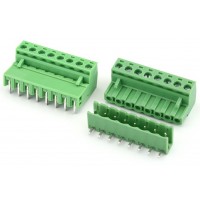 5085 8 Pin Pluggable Screw Terminal Block Connector - Right Angle - 5.08mm Pitch - 2EDG5.08 - Set of M+F