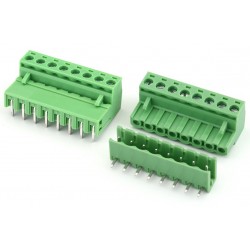 5085 8 Pin Pluggable Screw Terminal Block Connector - Right Angle - 5.08mm Pitch - 2EDG5.08 - Set of M+F