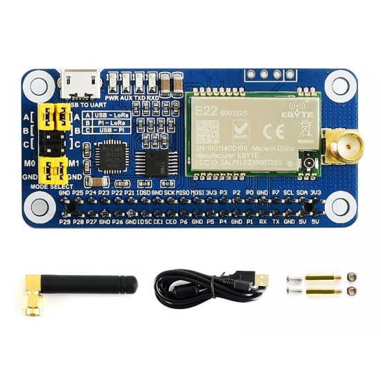 SX1262 LoRa HAT for Raspberry Pi, 915MHz Frequency Band