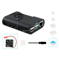 Black ABS Case for Raspberry Pi 4 with 1x Cooling Fan and 4x Heat Sinks