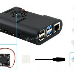 Black ABS Case for Raspberry Pi 4 with 1x Cooling Fan and 4x Heat Sinks Black ABS Case for Raspberry Pi 4 with 1x Cooling Fan and 4x Heat Sinks