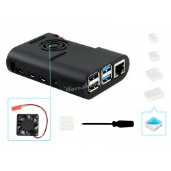 Black ABS Case for Raspberry Pi 4 with 1x Cooling Fan and 4x Heat Sinks