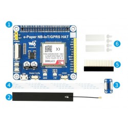 e-Paper IoT Driver HAT for Raspberry Pi, Supports NB-IoT/eMTC/GPRS - SIM7000E