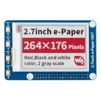 264x176, 2.7inch E-Ink display HAT(B) for Raspberry Pi, three-color, SPI interface
