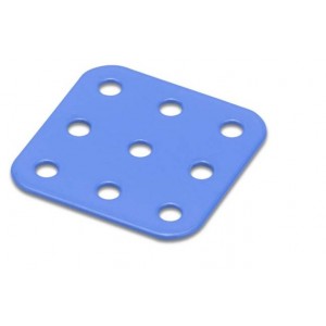 Flat Square Metal Plate - 3 x 3 Holes - Blue 