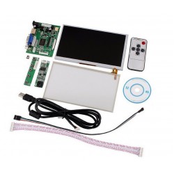 800 x 480 LCD Display System - AT070TN90-  7" LCD - HDMI / VGA Interface - Touch Screen - IR remote control - Keyboard - USB Cable 