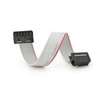 10 Pin Flat Ribbon Cable - with Female 2.54mm Pitch Connectors at both ends - 12"