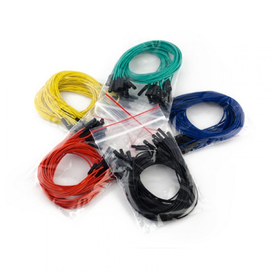 [ Pack of 100 ] 1 Pin - Female to Female Jumper Wire - 12 Inch/30.5cm- Mixed colors 